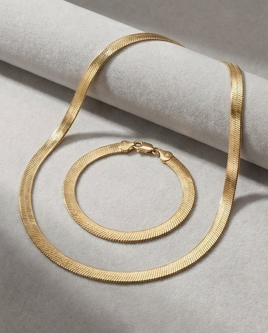14K GOLD PLATED ITALIAN NECKLACE & BRACELET SET - S07