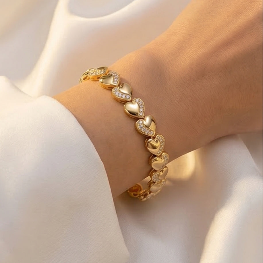 14K GOLD PLATED HEART BRACELET - XP055