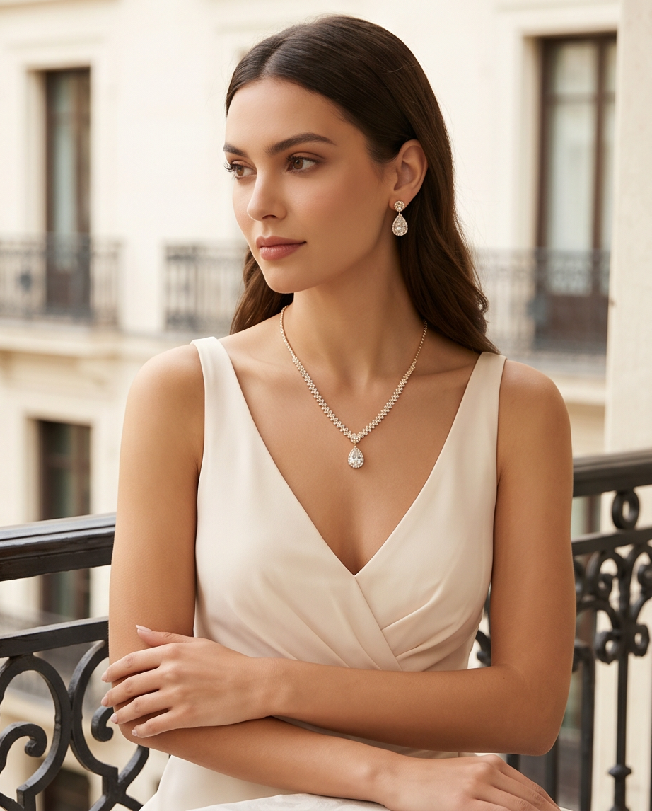 Zirkon Kolye Küpe Set