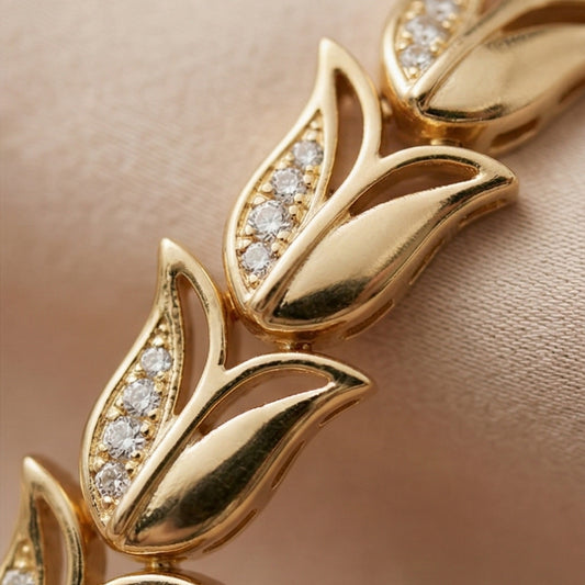14 KARAT VERGOLDETES TULPEN-FIGUR-ARMBAND - XP068