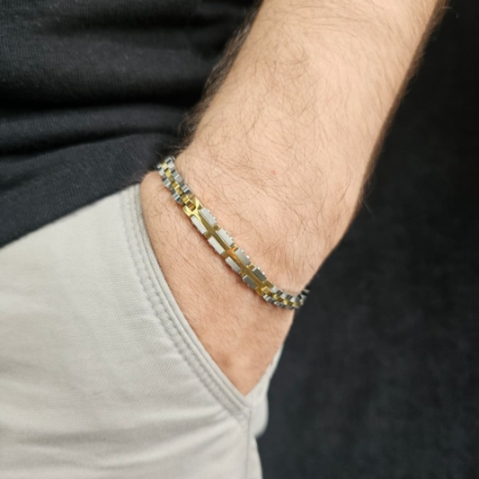 SILVER & GOLD ROLEX STEEL MEN'S BRACELET