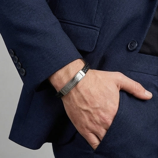 SILVER STEEL PLATE MEN'S BRACELET