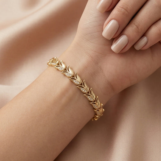 14K GOLD PLATED TULIP FIGURE BRACELET - XP068