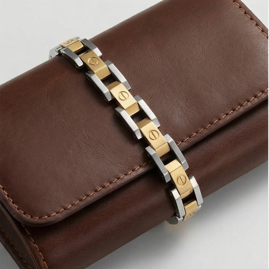 SILVER & GOLD STEEL MEN'S BRACELET