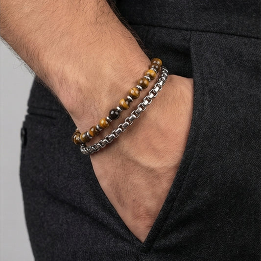 TIGERAUGE-STEIN & STAHL HERRENARMBAND