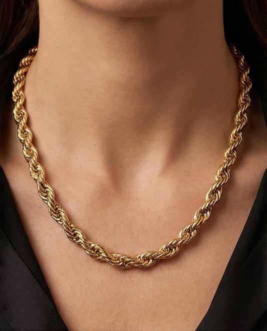 14 Karat vergoldetes gedrehtes Halsketten- und Armband-Set
