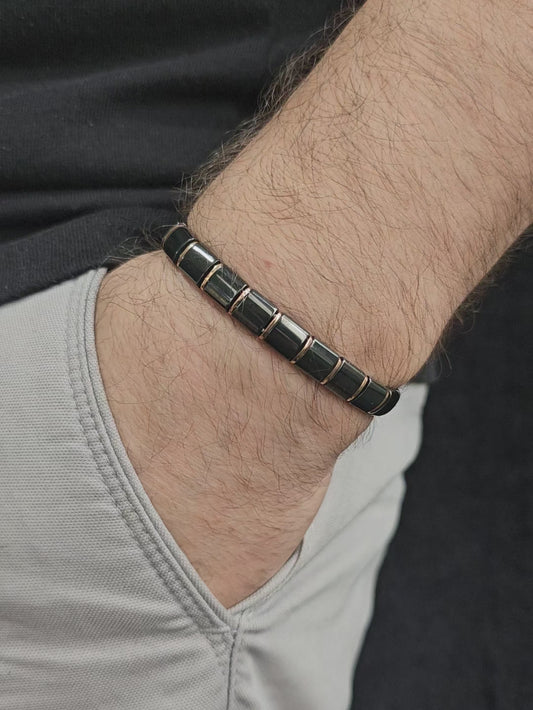Black Ceramic & Gold Men's Bracelet