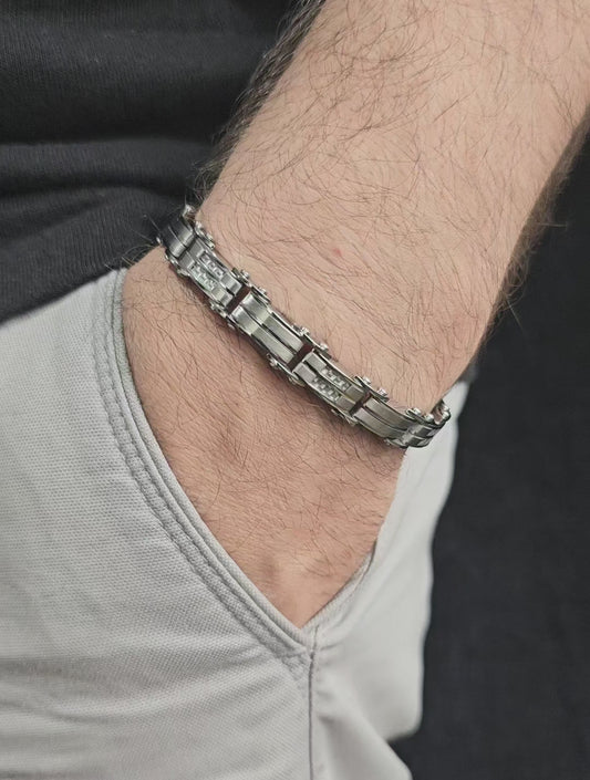 DOUBLE SIDED STEEL MEN'S BRACELET
