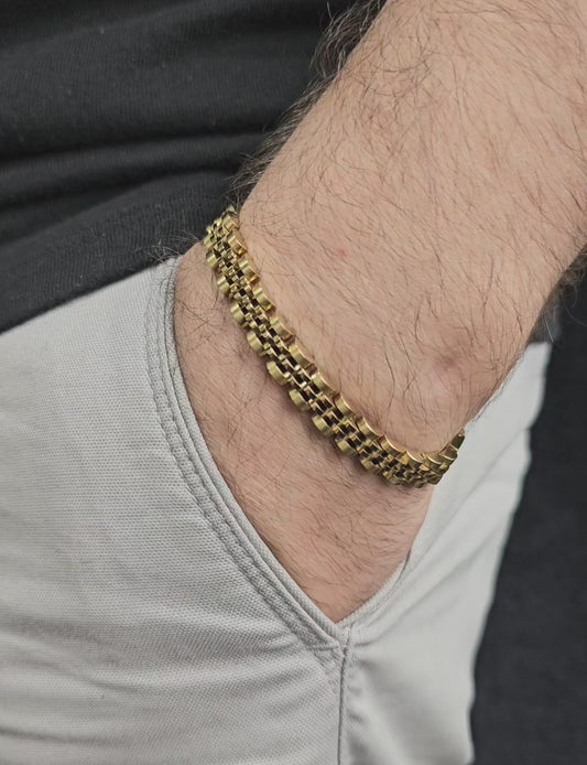 STEEL GOLD ROLEX MEN'S BRACELET