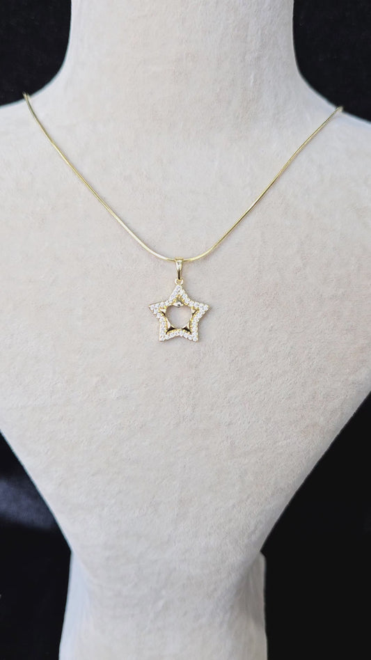 14K GOLD PLATED RHINESTONE STAR NECKLACE