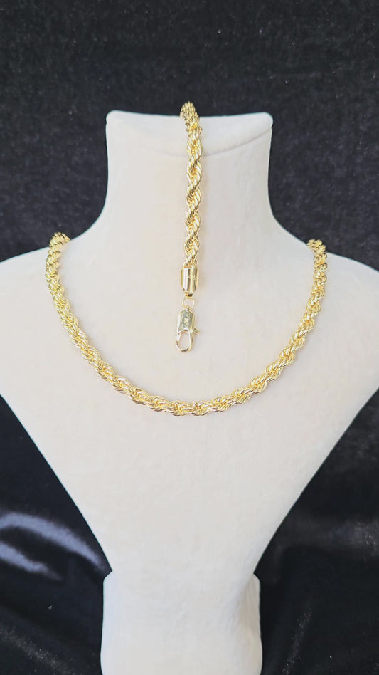 14K GOLD PLATED TWIST CHAIN NECKLACE BRACELET SET