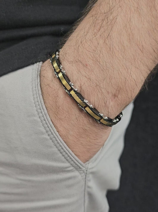 DOUBLE-SIDED STAINLESS STEEL MEN'S BRACELET