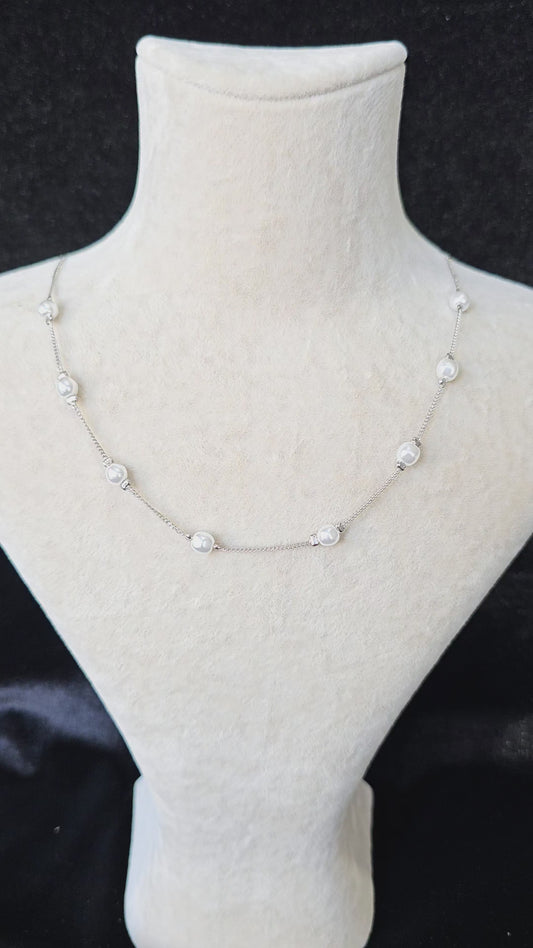 14K GOLD PLATED SILVER PEARL NECKLACE