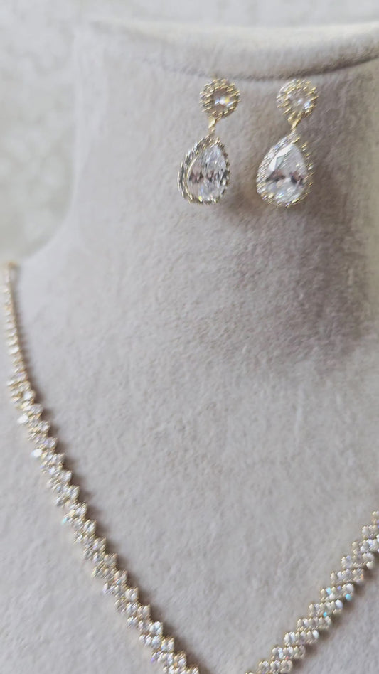 Zirkon Kolye Küpe Set - S05