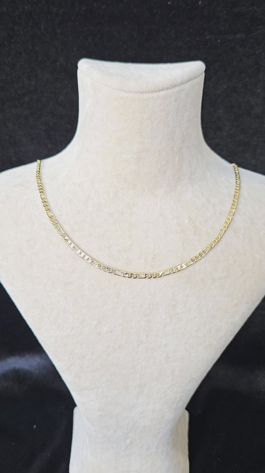 14K GOLD PLATED FIGARO CHAIN