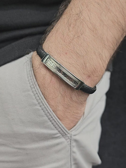 SILVER STEEL PLATE MEN'S BRACELET