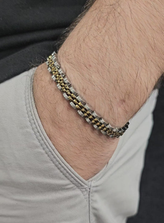 SILVER & GOLD ROLEX MEN'S BRACELET