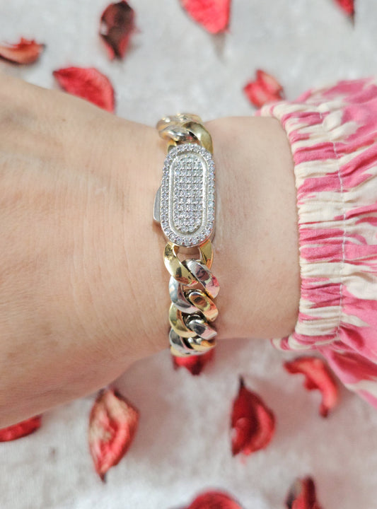 14K GOLD PLATED GOURMET BRACELET - GOLD&SILVER XP010